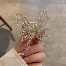Load image into Gallery viewer, Sweet Pearl Rhinestone Butterfly Hairpin Hair Claw Clip Temperamental Alloy Headwear Hair Clip Hair Accessory for Women
