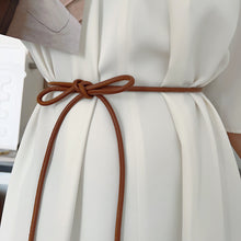 Load image into Gallery viewer, Stylish Casual Women Belt Versatile Weaving Thin Waistband Multicolor PU Leather Dress Bowknot Waist Decoration Belt
