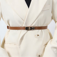 Load image into Gallery viewer, Adjustable Thin Waistband Casual Versatile Imitation Leather Metal Buckle Belt Skirt Jacket Waist Decoration Belt for Women
