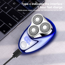 Load image into Gallery viewer, Men Shaving Tool Waterfpfoof Usb Rechargeable Portable Electric Shaver with Led Battery Display Travel Rotary Razor
