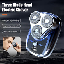Load image into Gallery viewer, Three Blade Head Electric Shaver With Digital Display USB Charging Male Shaving Trimmer Detachable Blade Washable Mini Razor
