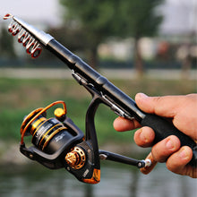 Load image into Gallery viewer, 1m-2.3m Telescopic Portable Mini Fishing Rods Super Hard Carbon Steel Rivers Lakes Fishing Rod Sea Fishing Pole Accessories
