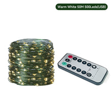 Load image into Gallery viewer, 30/40/50m Christmas Tree Decoration LED String Lights USB String Lights with Remote Control Garland Holiday Home Party Decor Fairy Lights
