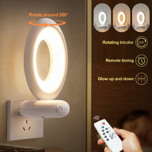 Load image into Gallery viewer, Creative Rotating Remote Control LED Night Light Plug-In Soft Light Eye Protection Sleep Atmosphere Bedroom Bedside Lamp
