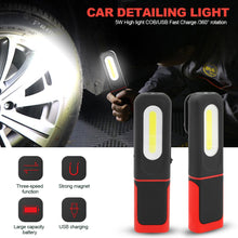 Load image into Gallery viewer, Portable USB Rechargeable COB Work Light Car Detailing Inspection Light Magnetic LED Flashlight Hanging Lamp Camping Torch
