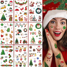 Load image into Gallery viewer, Christmas Children's Tattoo Stickers with Glitter Cartoon for Boys and Girls Environmentally Friendly Safe Cute Tattoo Stickers
