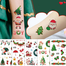 Load image into Gallery viewer, Christmas Children's Tattoo Stickers with Glitter Cartoon for Boys and Girls Environmentally Friendly Safe Cute Tattoo Stickers
