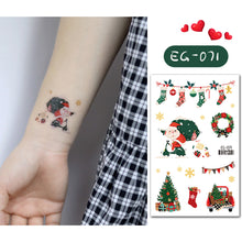 Load image into Gallery viewer, Christmas Children's Tattoo Stickers with Glitter Cartoon for Boys and Girls Environmentally Friendly Safe Cute Tattoo Stickers
