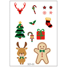 Load image into Gallery viewer, Christmas Tattoo Stickers Children's Stickers Cartoon Reindeer Santa Claus Stickers Holiday Party Face Stickers
