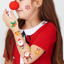 Load image into Gallery viewer, 10pcs/set Christmas Tattoo Stickers Children's Cartoon Festival Party Environmentally Friendly Waterproof Reindeer Face Tattoo Stickers

