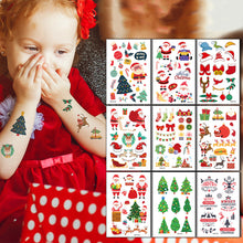Load image into Gallery viewer, 10pcs/set Christmas Tattoo Stickers Children's Cartoon Festival Party Environmentally Friendly Waterproof Reindeer Face Tattoo Stickers
