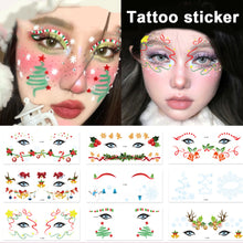 Load image into Gallery viewer, 10pcs/set Christmas Face Stickers Tattoo Stickers Holiday Parties Cute Colored Disposable Makeup Face Stickers
