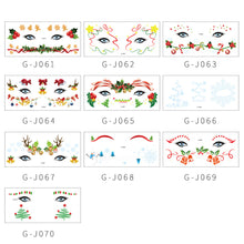Load image into Gallery viewer, 10pcs/set Christmas Face Stickers Tattoo Stickers Holiday Parties Cute Colored Disposable Makeup Face Stickers
