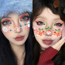 Load image into Gallery viewer, 10pcs/set Christmas Face Stickers Tattoo Stickers Holiday Parties Cute Colored Disposable Makeup Face Stickers
