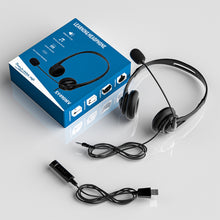Load image into Gallery viewer, Call Center Headphone USB Wired Business Headset With 3.5mm Mic Volume Control Mute Cancelling Telephone Operator
