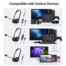 Load image into Gallery viewer, Call Center Headphone USB Wired Business Headset With 3.5mm Mic Volume Control Mute Cancelling Telephone Operator
