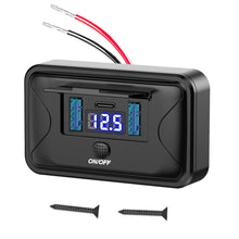Load image into Gallery viewer, Car RV Quick Charge 3.0 PD USB 3-Ports Charger Socket Adapter 12V/24V USB Power Outlet with Swith Voltage Display for Marine Bus

