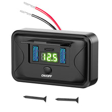 Load image into Gallery viewer, Car RV Quick Charge 3.0 PD USB 3-Ports Charger Socket Adapter 12V/24V USB Power Outlet with Swith Voltage Display for Marine Bus
