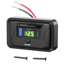 Load image into Gallery viewer, Car RV Quick Charge 3.0 PD USB 3-Ports Charger Socket Adapter 12V/24V USB Power Outlet with Swith Voltage Display for Marine Bus
