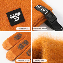 Load image into Gallery viewer, 1 Pair Knitted Warm Gloves Outdoor Non-Slip Touch Screen Riding Gloves With Removable Lanyard
