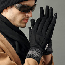Load image into Gallery viewer, 1 Pair Autumn Winter Suede Warm Gloves For Man Outdoor Windproof Cold-Proof Flip Finger Touch Screen Riding Gloves
