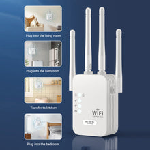 Load image into Gallery viewer, 2.4G WiFi Repeater 300Mbps 1200Mbps Dual-Band Repetidor of Signal Booster WIFI Amplificador Range Repeater Wireless Point AP Router
