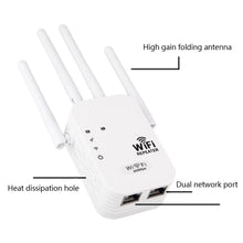 Load image into Gallery viewer, 2.4G WiFi Repeater 300Mbps 1200Mbps Dual-Band Repetidor of Signal Booster WIFI Amplificador Range Repeater Wireless Point AP Router
