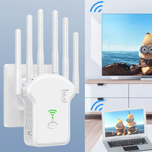 Load image into Gallery viewer, 300Mbps 1200Mbps with High 6 Antenna WiFi Repeater Wireless Router Network Amplifier Repeater Signal Cover Extender Range Signal WiFi Booster
