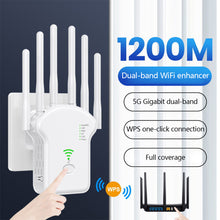 Load image into Gallery viewer, 300Mbps 1200Mbps with High 6 Antenna WiFi Repeater Wireless Router Network Amplifier Repeater Signal Cover Extender Range Signal WiFi Booster
