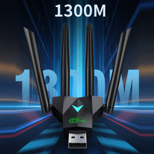 Load image into Gallery viewer, Driver Free 1300Mbps USB WiFi Adapter 2.4G/5Ghz Dual Band Wi-Fi 4 Antenna Wireless Receiver For PC/Laptop
