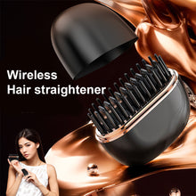 Load image into Gallery viewer, Mini Portable Wireless Straight Hair Comb Rechargeable Temperature Adjustable Dual-purpose Hair Straightener Curling Iron Hair Styling Tool
