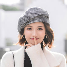 Load image into Gallery viewer, Retro Plaid Beret Fashionable Versatile Autumn Winter Delicate Soft Comfortable Breathable Beret Octagonal Hat for Women
