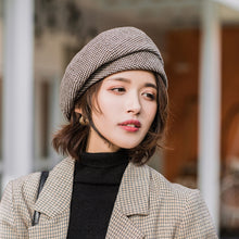 Load image into Gallery viewer, Retro Plaid Beret Fashionable Versatile Autumn Winter Delicate Soft Comfortable Breathable Beret Octagonal Hat for Women
