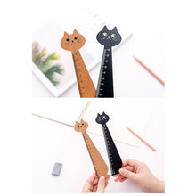 Load image into Gallery viewer, 15cm Cute Cat Straight Ruler Wooden Kawaii Tools Stationery Cartoon Drawing Gift Korean Office School Measuring
