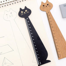 Load image into Gallery viewer, 15cm Cute Cat Straight Ruler Wooden Kawaii Tools Stationery Cartoon Drawing Gift Korean Office School Measuring
