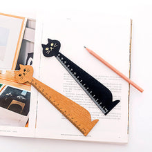 Load image into Gallery viewer, 15cm Cute Cat Straight Ruler Wooden Kawaii Tools Stationery Cartoon Drawing Gift Korean Office School Measuring
