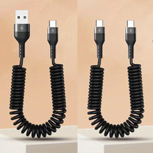 Load image into Gallery viewer, Spring Telescopic 100W 5A Fast Charging Type C Data Cable USB Micro Car Phone Charger for iPhone13 14 Pro Sumsung Xiaomi POCO
