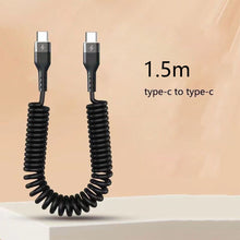 Load image into Gallery viewer, Spring Telescopic 100W 5A Fast Charging Type C Data Cable USB Micro Car Phone Charger for iPhone13 14 Pro Sumsung Xiaomi POCO
