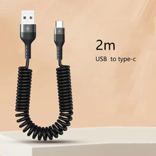Load image into Gallery viewer, Spring Telescopic 100W 5A Fast Charging Type C Data Cable USB Micro Car Phone Charger for iPhone13 14 Pro Sumsung Xiaomi POCO
