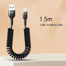 Load image into Gallery viewer, Spring Telescopic 100W 5A Fast Charging Type C Data Cable USB Micro Car Phone Charger for iPhone13 14 Pro Sumsung Xiaomi POCO
