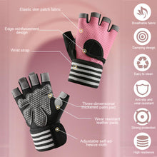 Load image into Gallery viewer, 1 Pair Half Finger Fitness Gloves With Pressure Wrist Strap Non-Slip Wear-Resistant Outdoor Sports Cycling Gloves
