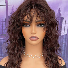 Load image into Gallery viewer, Curled Bangs Wave Wig Gray Long Wave Wig Synthetic Fiber Wig Women Wave Curly Hair Full Wig
