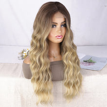 Load image into Gallery viewer, Front Lace Wig with Small Lace Cross Dyed Long Curly Hair Gradient Dyed Curly Wig Synthetic Full Top Women's Wig Cover

