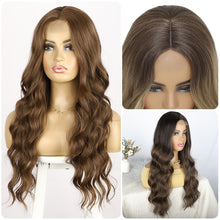 Load image into Gallery viewer, Front Lace Wig with Small Lace Cross Dyed Long Curly Hair Gradient Dyed Curly Wig Synthetic Full Top Women's Wig Cover
