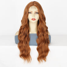Load image into Gallery viewer, Front Lace Wig with Small Lace Cross Dyed Long Curly Hair Gradient Dyed Curly Wig Synthetic Full Top Women's Wig Cover
