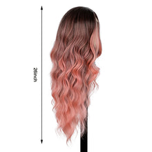 Load image into Gallery viewer, Front Lace Wig with Small Lace Cross Dyed Long Curly Hair Gradient Dyed Curly Wig Synthetic Full Top Women's Wig Cover
