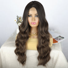Load image into Gallery viewer, Front Lace Wig with Small Lace Cross Dyed Long Curly Hair Gradient Dyed Curly Wig Synthetic Full Top Women's Wig Cover

