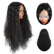 Load image into Gallery viewer, African Wig Women's Fashionable Black and Red Small Curly Hair Water Ripple Corn Perm Split Bangs Full Top Headband
