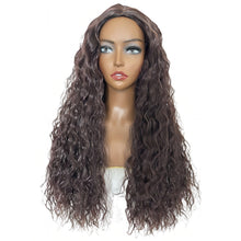 Load image into Gallery viewer, African Wig Women's Fashionable Black and Red Small Curly Hair Water Ripple Corn Perm Split Bangs Full Top Headband
