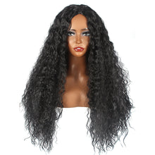 Load image into Gallery viewer, African Wig Women's Fashionable Black and Red Small Curly Hair Water Ripple Corn Perm Split Bangs Full Top Headband
